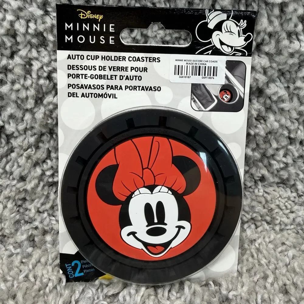 Pair of 2 Minnie Mouse Automobile Cup Holder Coasters New in Package